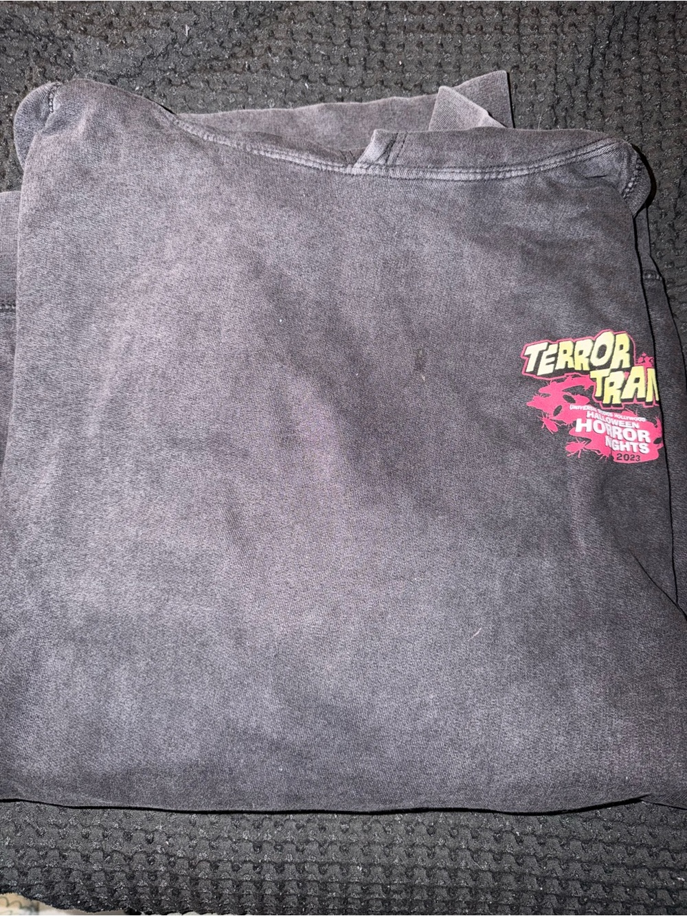 Universal Black Sweatshirt with Pink & Yellow 'Terror Train' Chest Print